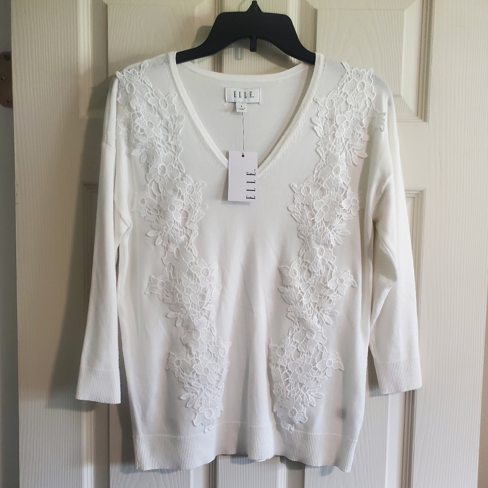 Lace applique sweater